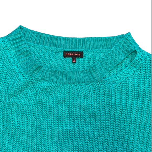Swoop Neck Teal Sweater - Picture 9 of 12